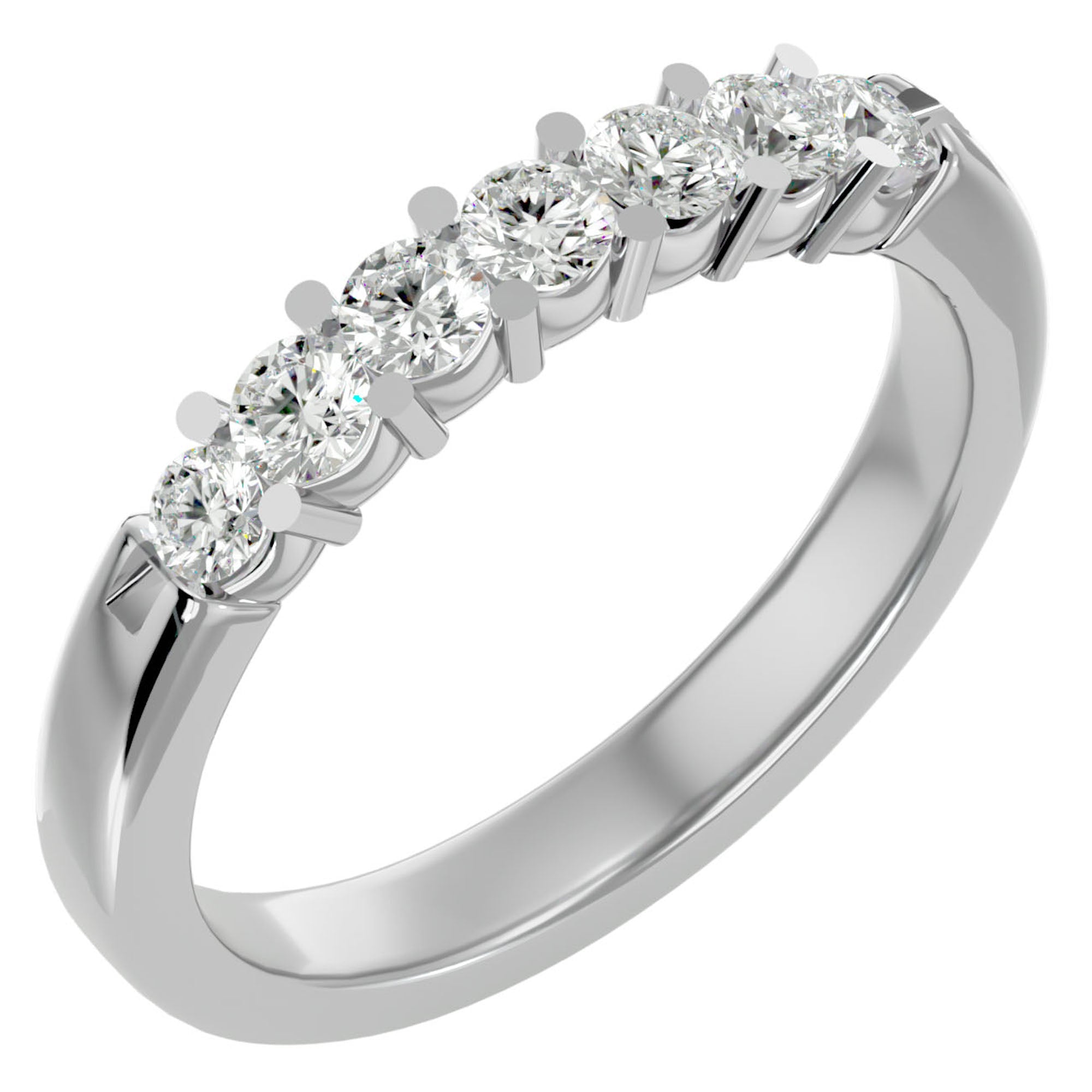 Inel Eternity din Aur 14k Cu 7 Diamante Naturale de 0.53 ct din 14k Aur Alb - Castelo.ro