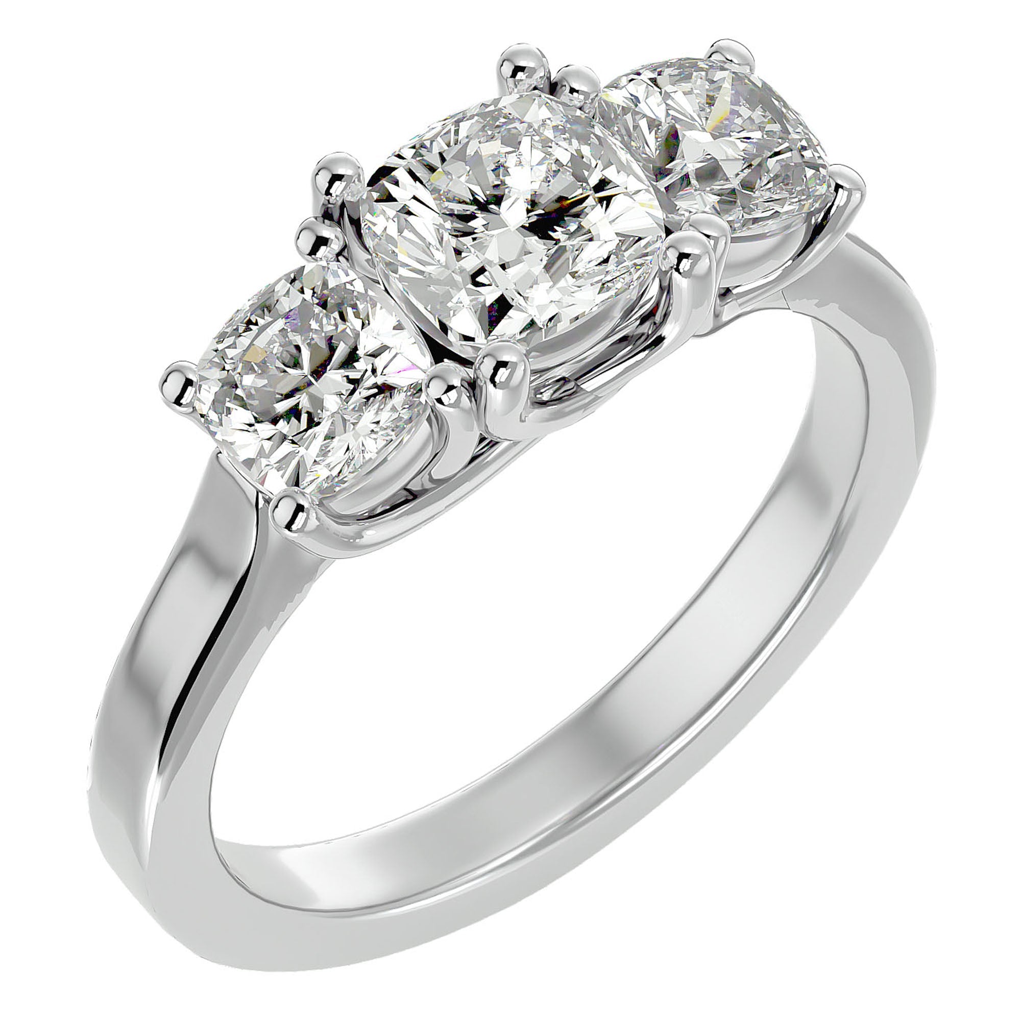 Inel de Logodnă Contessina din Aur 14k cu Trei Moissanite de 2.47 ct din 14k Aur Alb - Castelo.ro