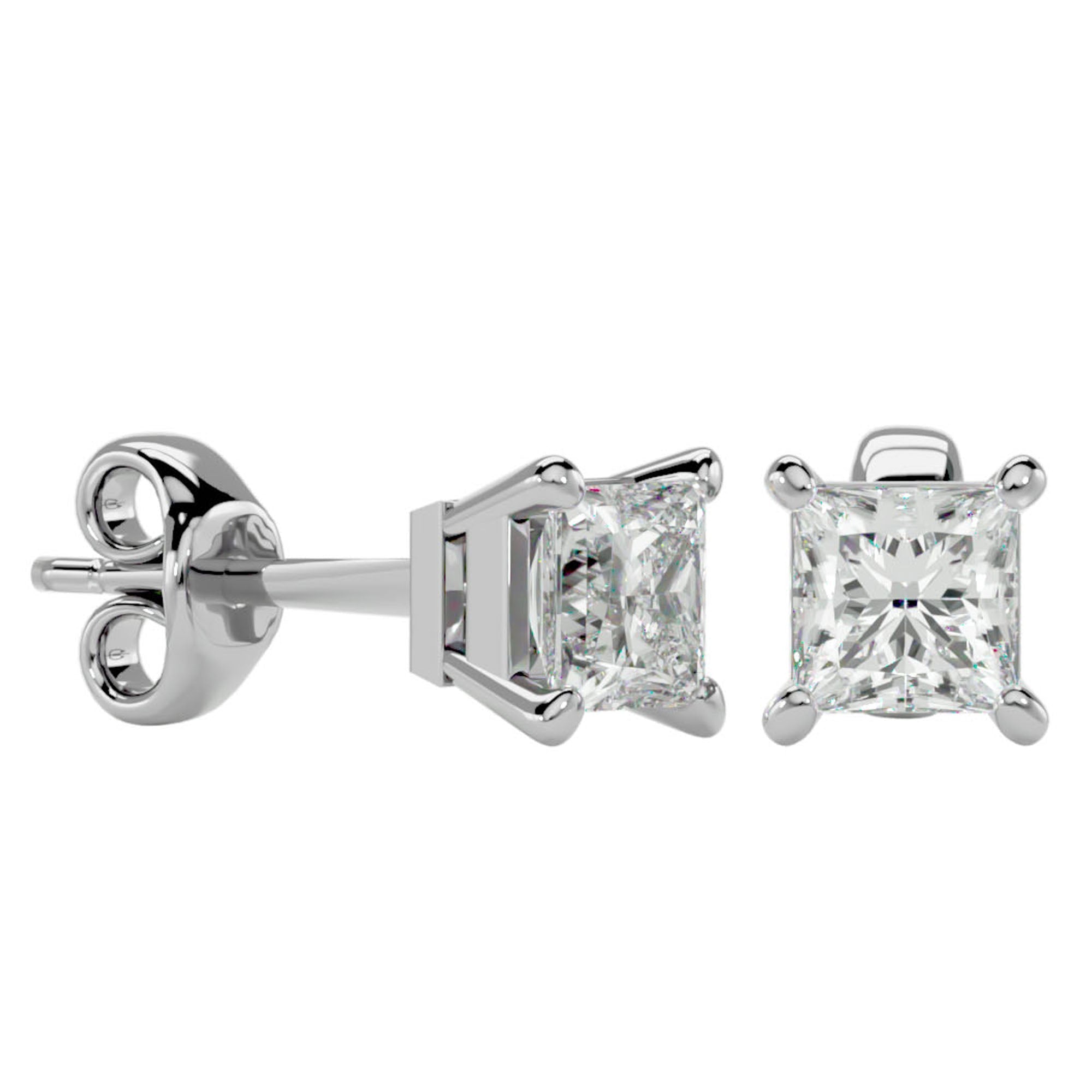 Cercei Stud Montură Prințesă cu Diamant Natural de 1 ct din - Castelo.ro
