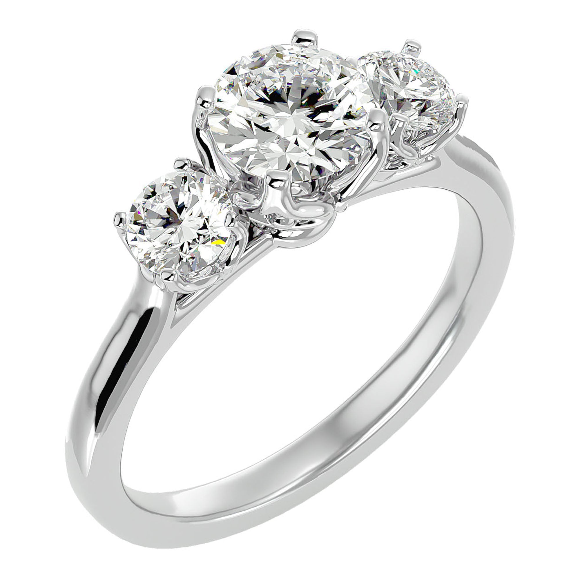 Inel de Logodnă Vivienne cu Trei Diamante Naturale de 1.62 ct din Platina - Castelo.ro