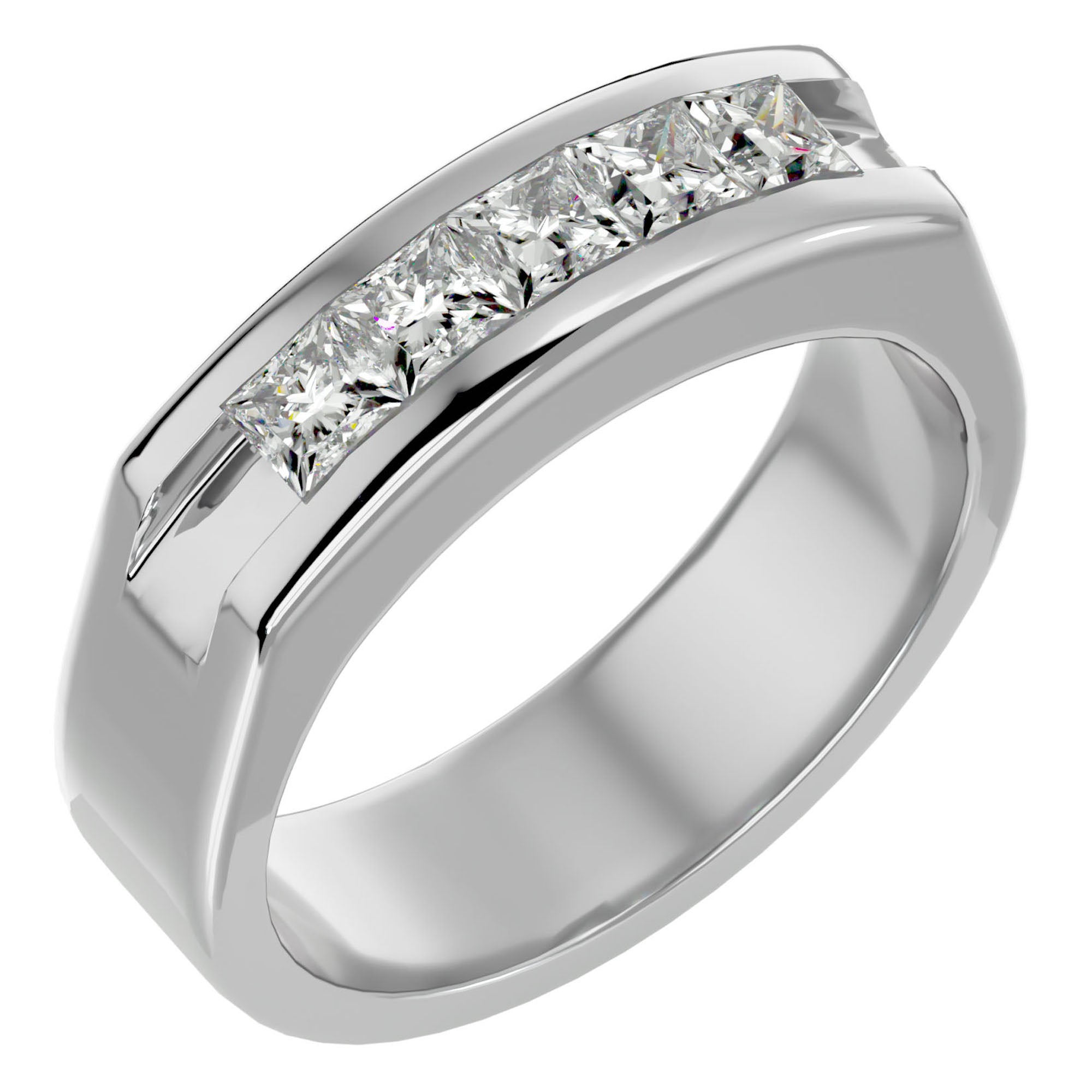 Verighetă Prestigiu din Aur 14k cu Moissanite de 1.24 ct din 14k Aur Alb - Castelo.ro