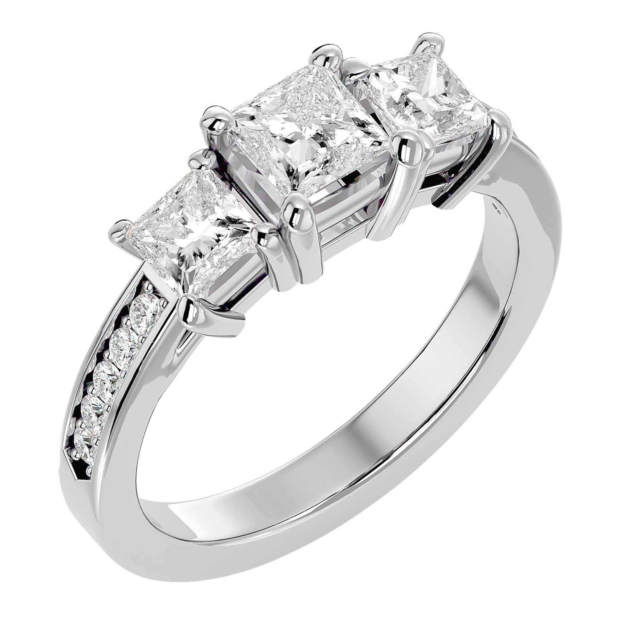 Inel de Logodnă Trei Diamante Naturale Pavè de 2.20 ct din Platina - Castelo.ro