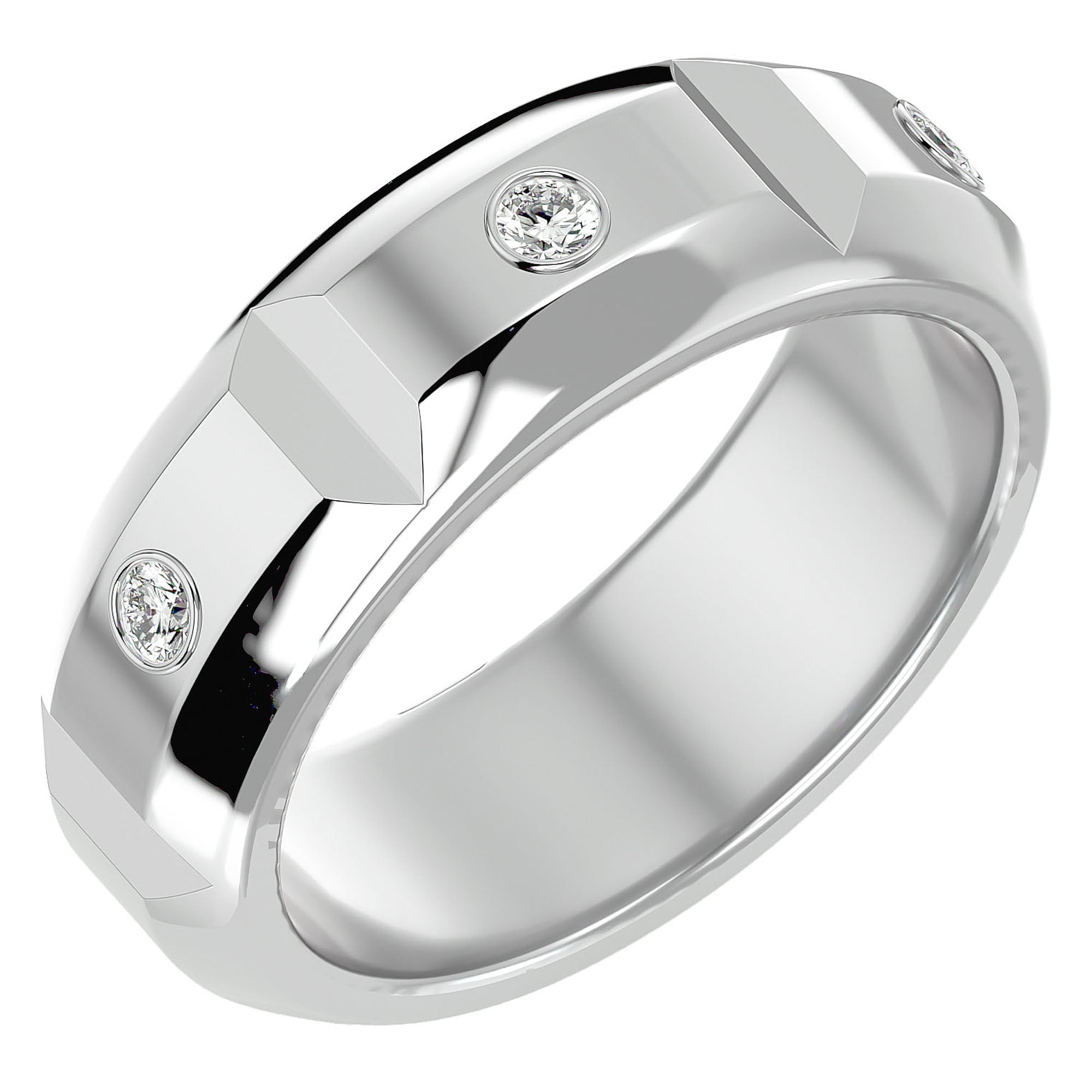 Verighetă cu Bandă De Diamante Create în Laborator de 0.18 ct din Platina - Castelo.ro