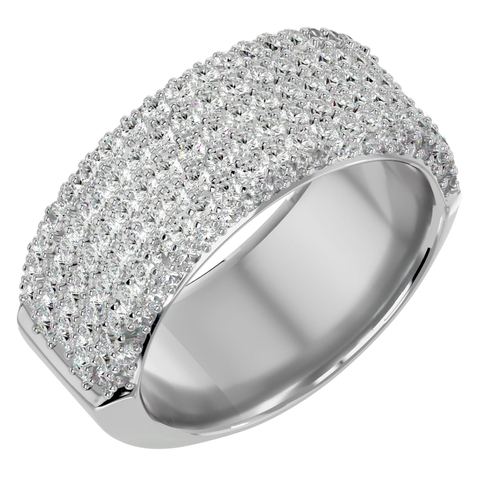 Inel Clasic Pavé din Aur 14k cu Diamante Create în Laborator de 1.93 ct din 14k Aur Alb - Castelo.ro