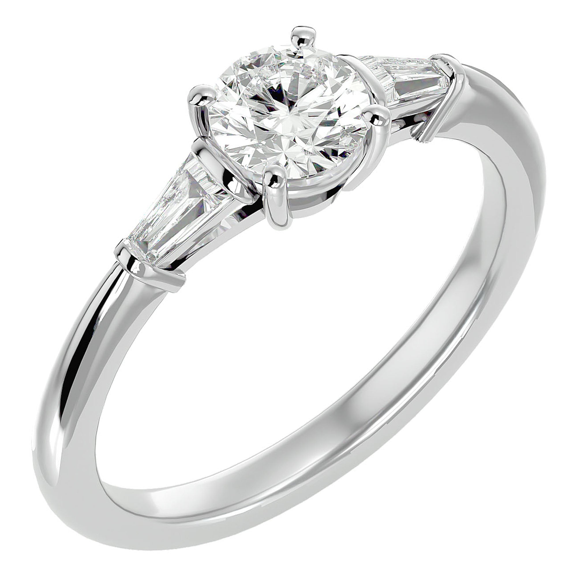 Inel de Logodnă din Aur 14k cu Trei Diamante Create în Laborator de 0.93 ct din 14k Aur Alb - Castelo.ro