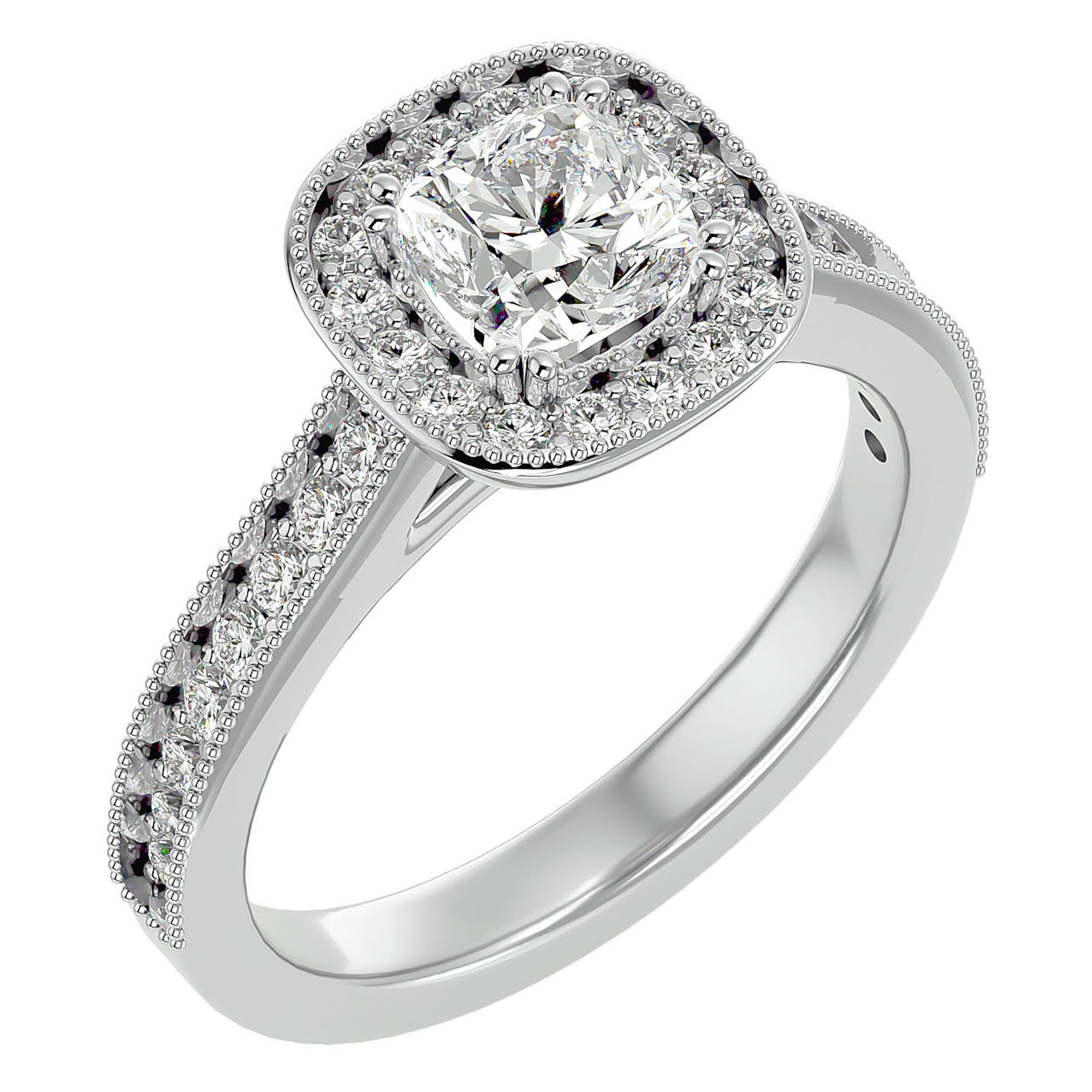 Inel de Logodnă Halo Pavé din Aur 14k cu Diamante Create în Laborator de 1.92 ct din 18k Aur Alb - Castelo.ro