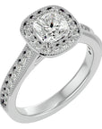 Inel de Logodnă Halo Pavé din Aur 14k cu Diamante Create în Laborator de 1.92 ct din 18k Aur Alb - Castelo.ro