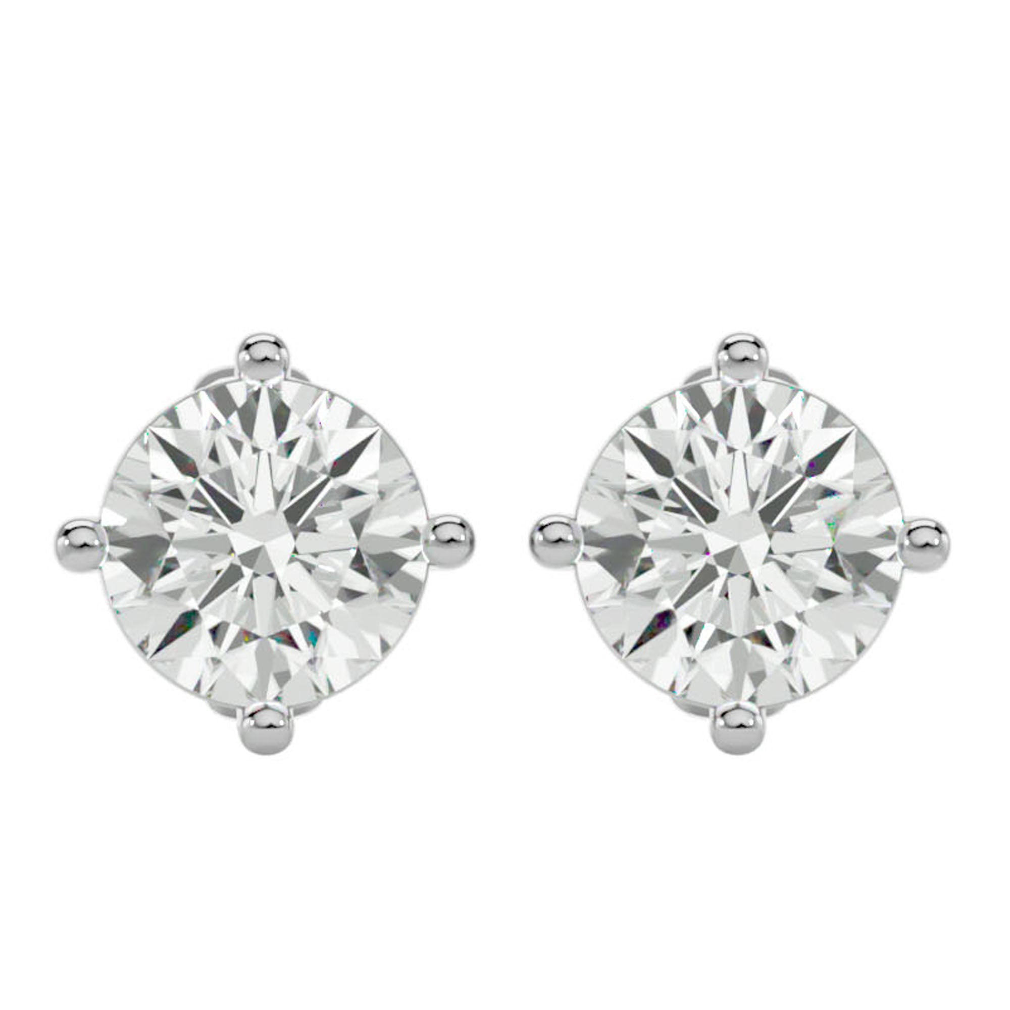 Cercei Stud din Aur 14k Cu Diamante Naturale Tăietură Rotundă Briliantă de 1.05 ct din 14k Aur Alb - Castelo.ro
