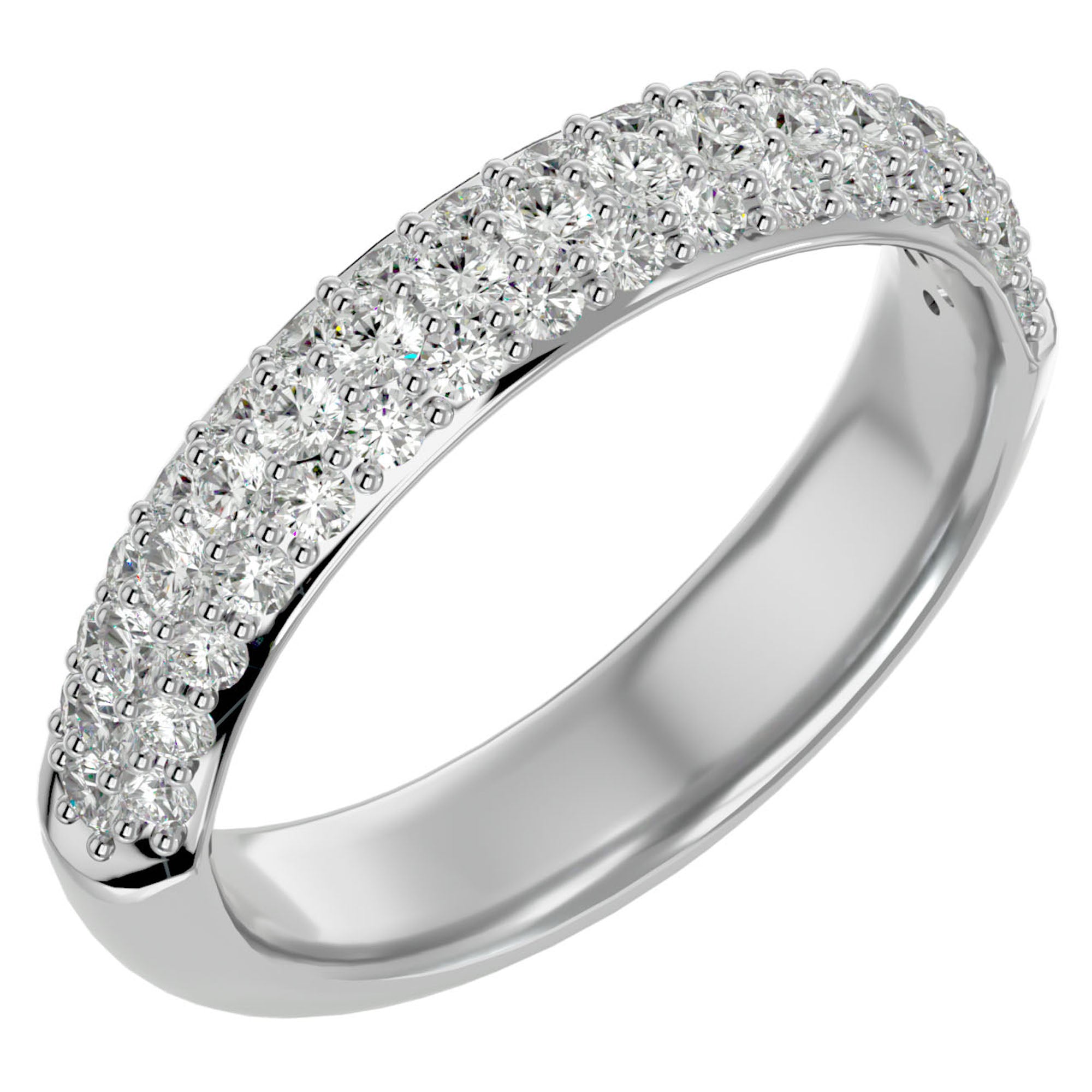 Inelul Promisiunii din Aur 14k cu Diamante Create în Laborator Pavé de 0.77 ct din 14k Aur Alb - Castelo.ro