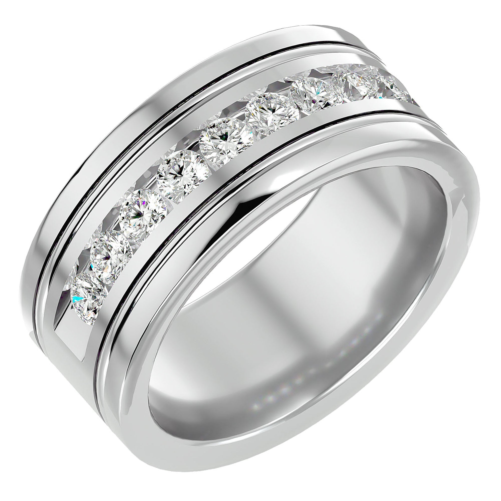 Verighetă Juliette cu Bandă De Diamante Naturale de 1.01 ct din Platina - Castelo.ro