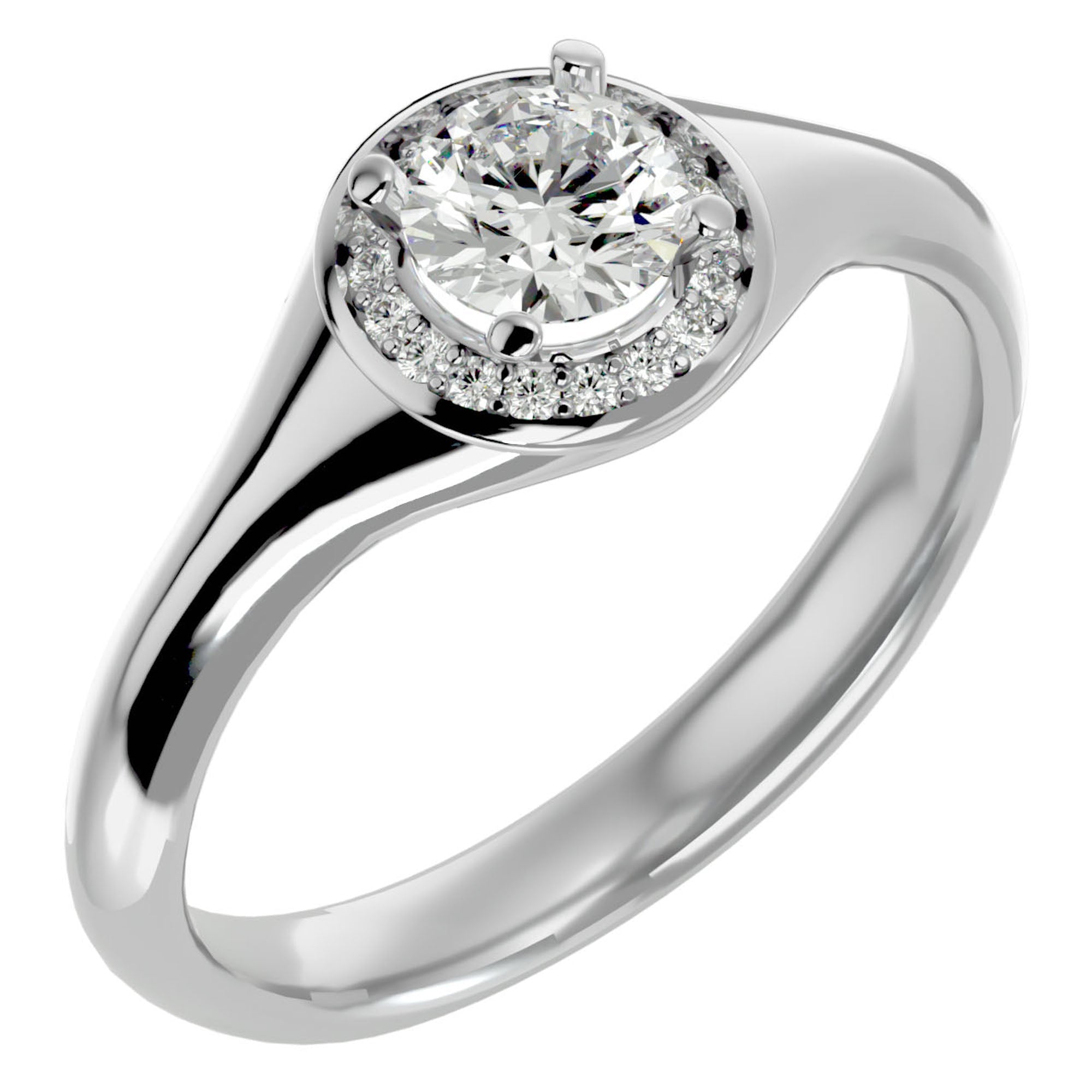 Inel de Logodnă Retro cu Diamante Create în Laborator Brilliant Halo de 0.54 ct din Platina - Castelo.ro