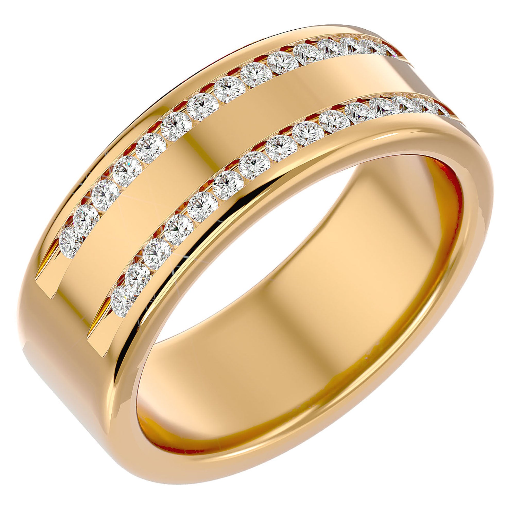 Verighetă Solène din Aur 14k Cu Două Rânduri De Moissanite de 0.46 ct din 14k Aur Galben - Castelo.ro