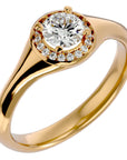 Inel de Logodnă Retro cu Moissanite Brilliant Halo de 0.54 ct din 18k Aur Galben - Castelo.ro
