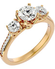 Inel de Logodnă cu Trei Moissanite Pavè de 1.80 ct din 18k Aur Galben - Castelo.ro