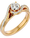 Inel de Logodnă din Aur 14k cu Diamante Naturale Pavé în Spirală Eternă de 0.61 ct din 14k Aur Galben - Castelo.ro