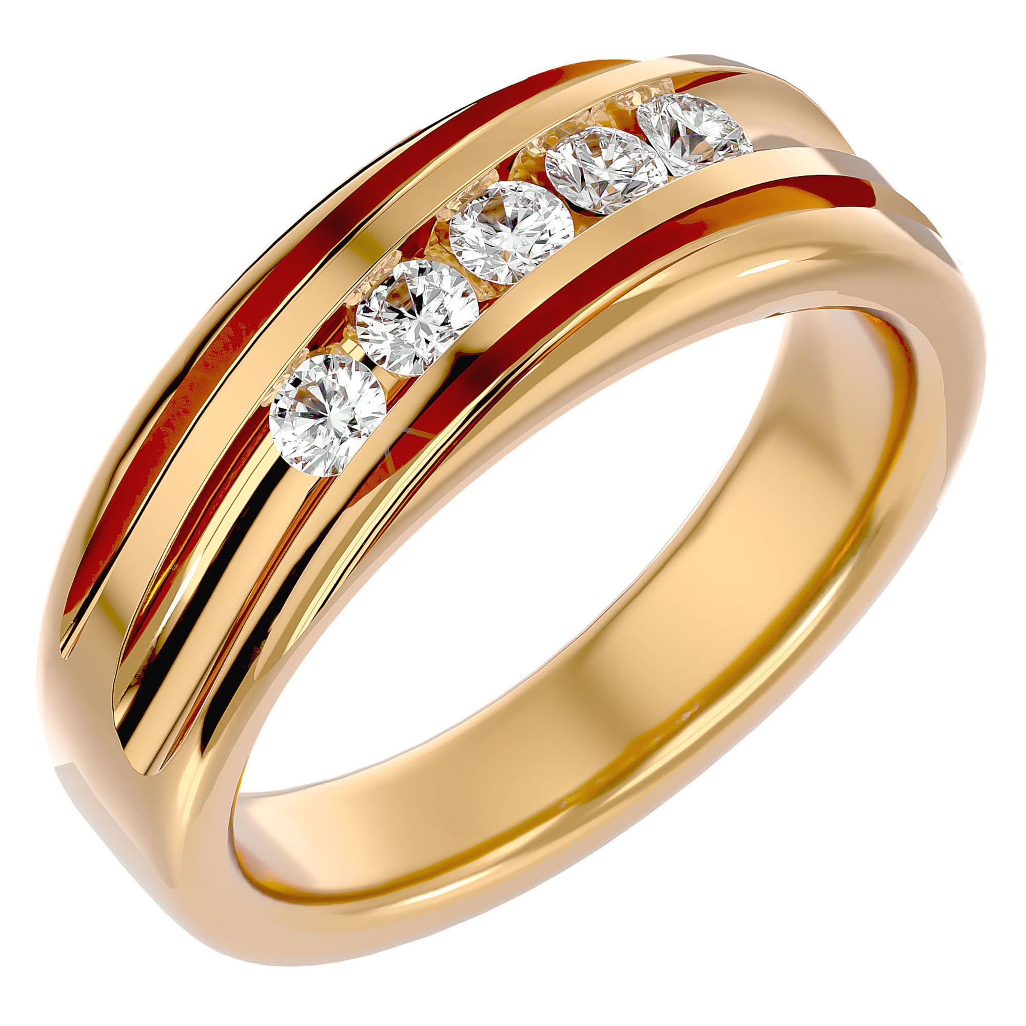 Verighetă Regală din Aur 14k cu Moissanite de 0.51 ct din 14k Aur Galben - Castelo.ro