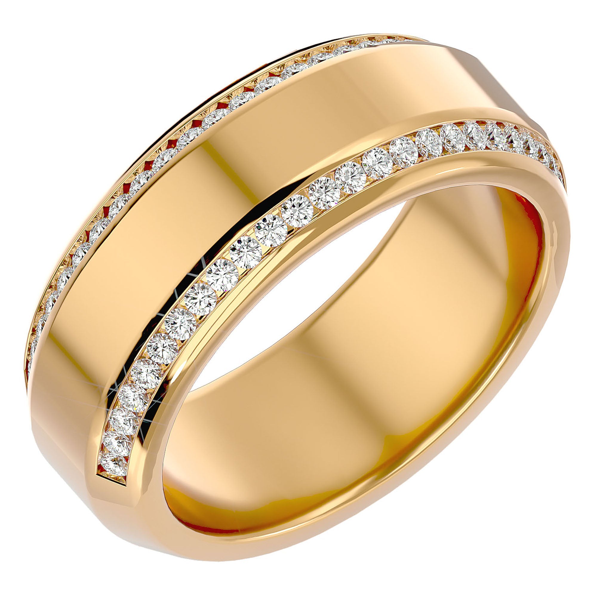 Verighetă cu Bandă De Moissanite de 0.53 ct din 18k Aur Galben - Castelo.ro