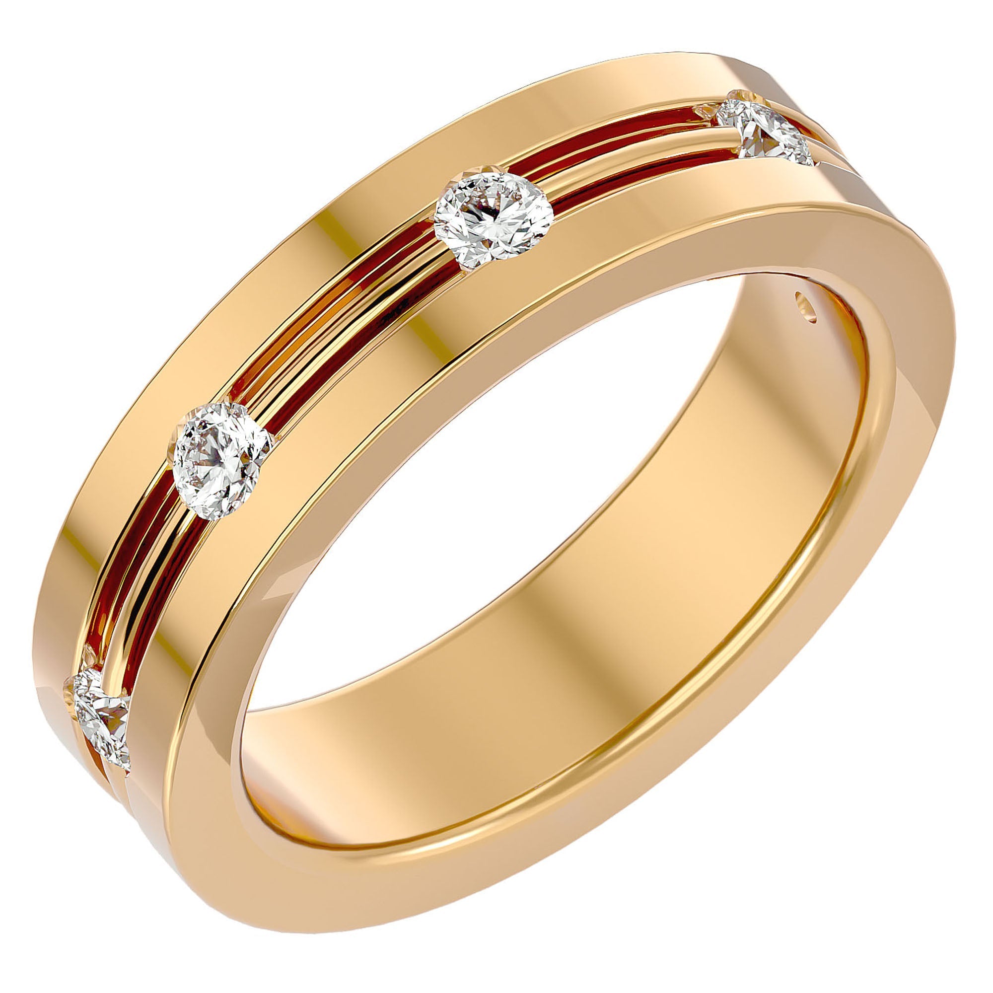 Verighetă cu Bandă De Diamante Create în Laborator de 0.56 ct din 18k Aur Galben - Castelo.ro