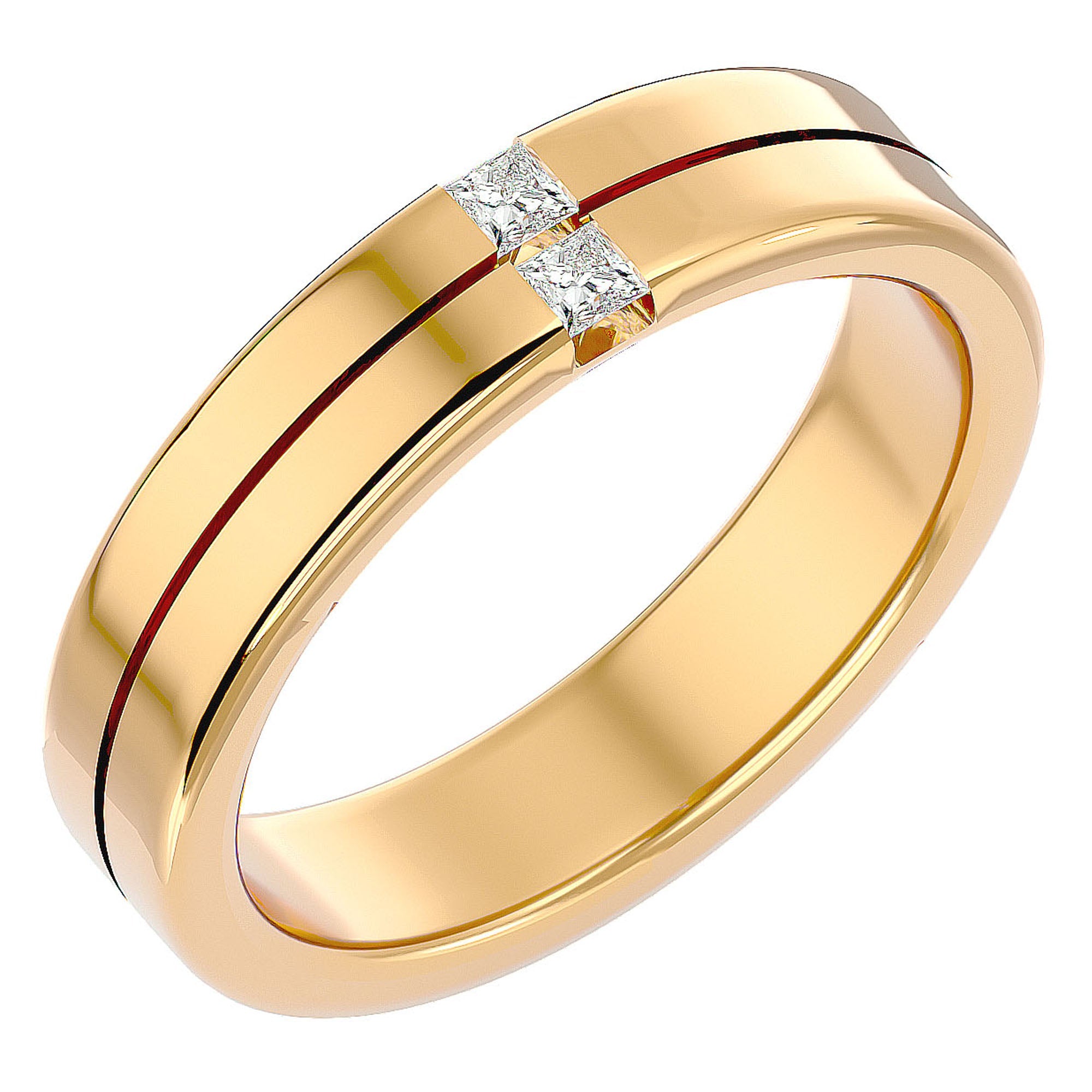 Verighetă cu Tăietură si Moissanite de 0.14 ct din 18k Aur Galben - Castelo.ro