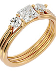 Inel Triplu de Logodnă din Aur 14k Cu Trei Diamante Create în Laborator de 0.96 ct din 14k Aur Galben - Castelo.ro