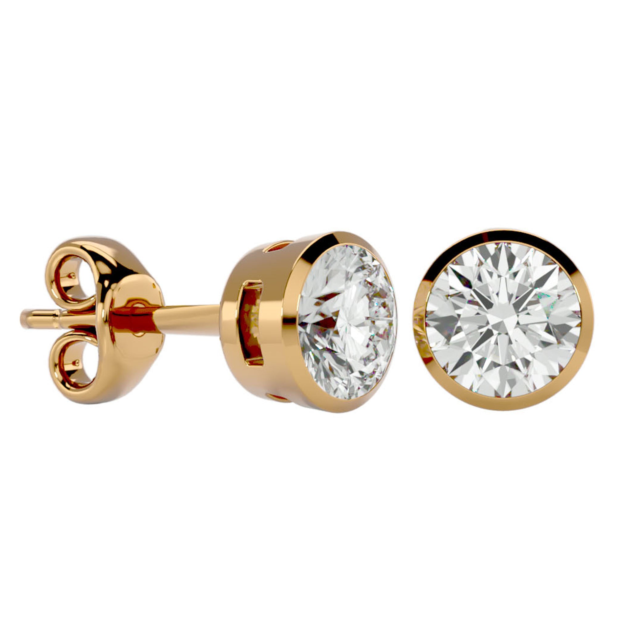 Cercei cu Diamant Natural In Montură Bezel de 1.18 ct din 18k Aur Galben - Castelo.ro