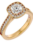 Inel de Logodnă Halo Pavé din Aur 14k cu Moissanite de 1.92 ct din 14k Aur Galben - Castelo.ro