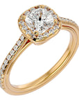 Inel de Logodnă Halo Pavé cu Diamante Create în Laborator de 1.79 ct din 18k Aur Galben - Castelo.ro