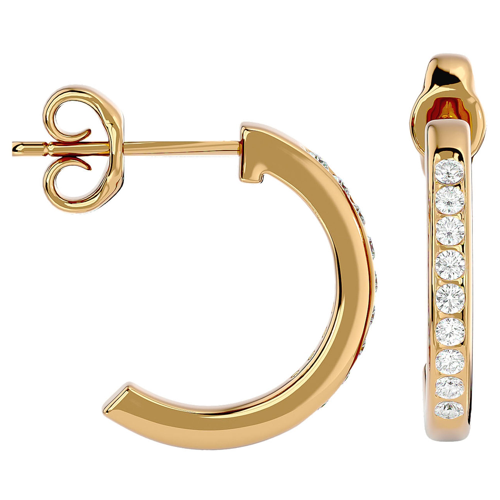 Cercei Hoop Vals din Aur 14k cu Diamante Create în Laborator de 0.92 ct din 14k Aur Galben - Castelo.ro