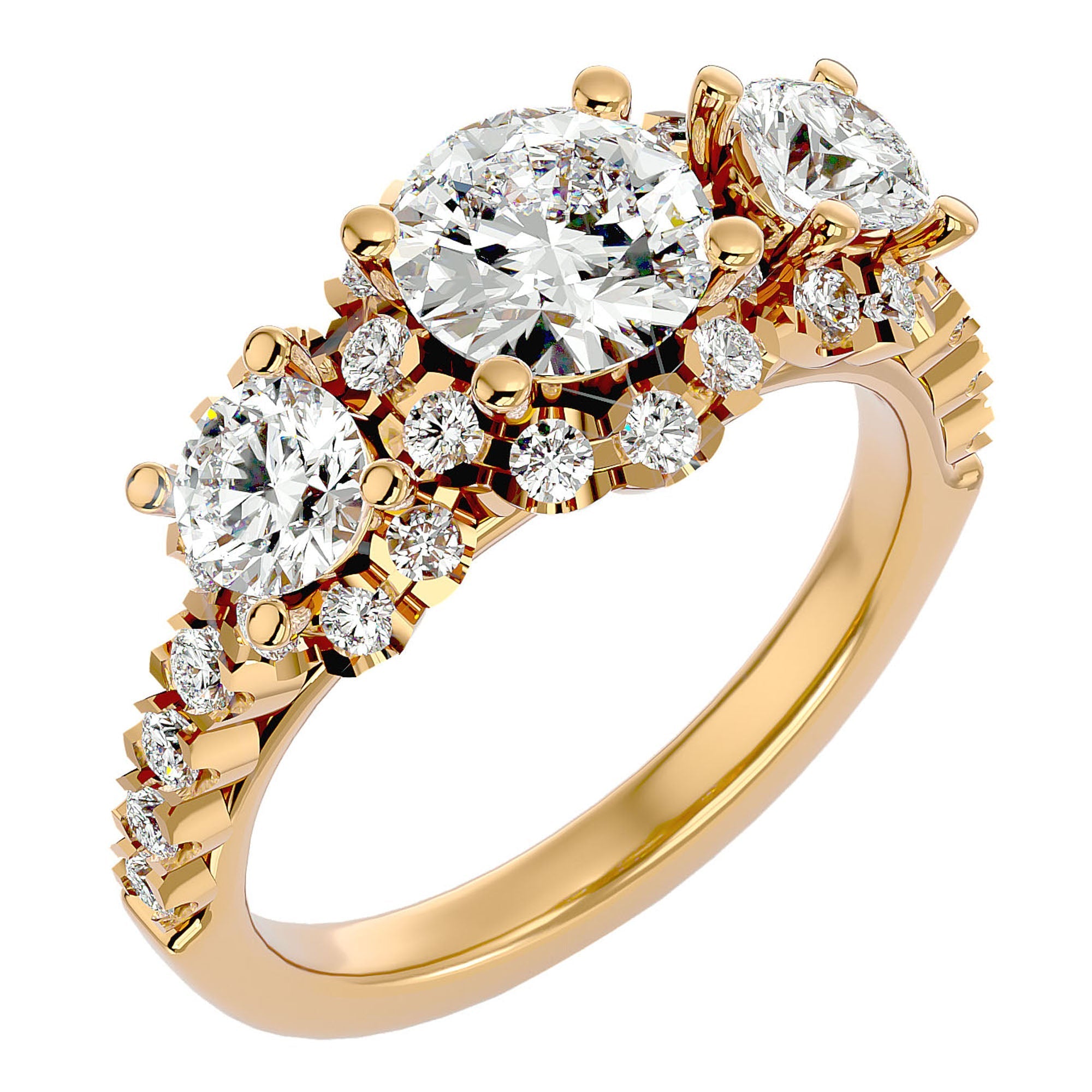Inel de Logodnă Imperial din Aur 14k cu Diamante Create în Laborator de 2.04 ct din 14k Aur Galben - Castelo.ro