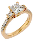 Inel de Logodnă din Aur 14k cu Trei Moissanite In Forma De Prințesă de 1.72 ct din 14k Aur Galben - Castelo.ro