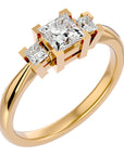 Inel de Logodnă Cu Trei Diamante Naturale Tăietură Prințesă de 1.00 ct din 18k Aur Galben - Castelo.ro