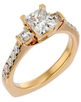 Inel de Logodnă din Aur 14k cu Trei Diamante Create în Laborator In Forma De Prințesă de 1.72 ct din 14k Aur Galben - Castelo.ro