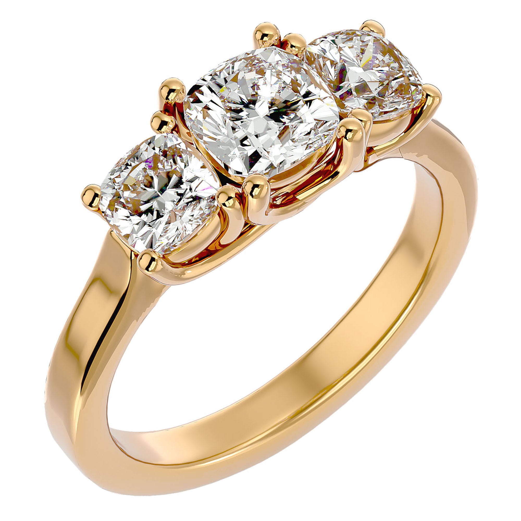 Inel de Logodnă Contessina din Aur 14k cu Trei Diamante Naturale de 2.47 ct din 14k Aur Galben - Castelo.ro