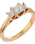Inel de Logodnă Trei Moissanite Cu Tăietură De Prințesă de 0.96 ct din 18k Aur Galben - Castelo.ro