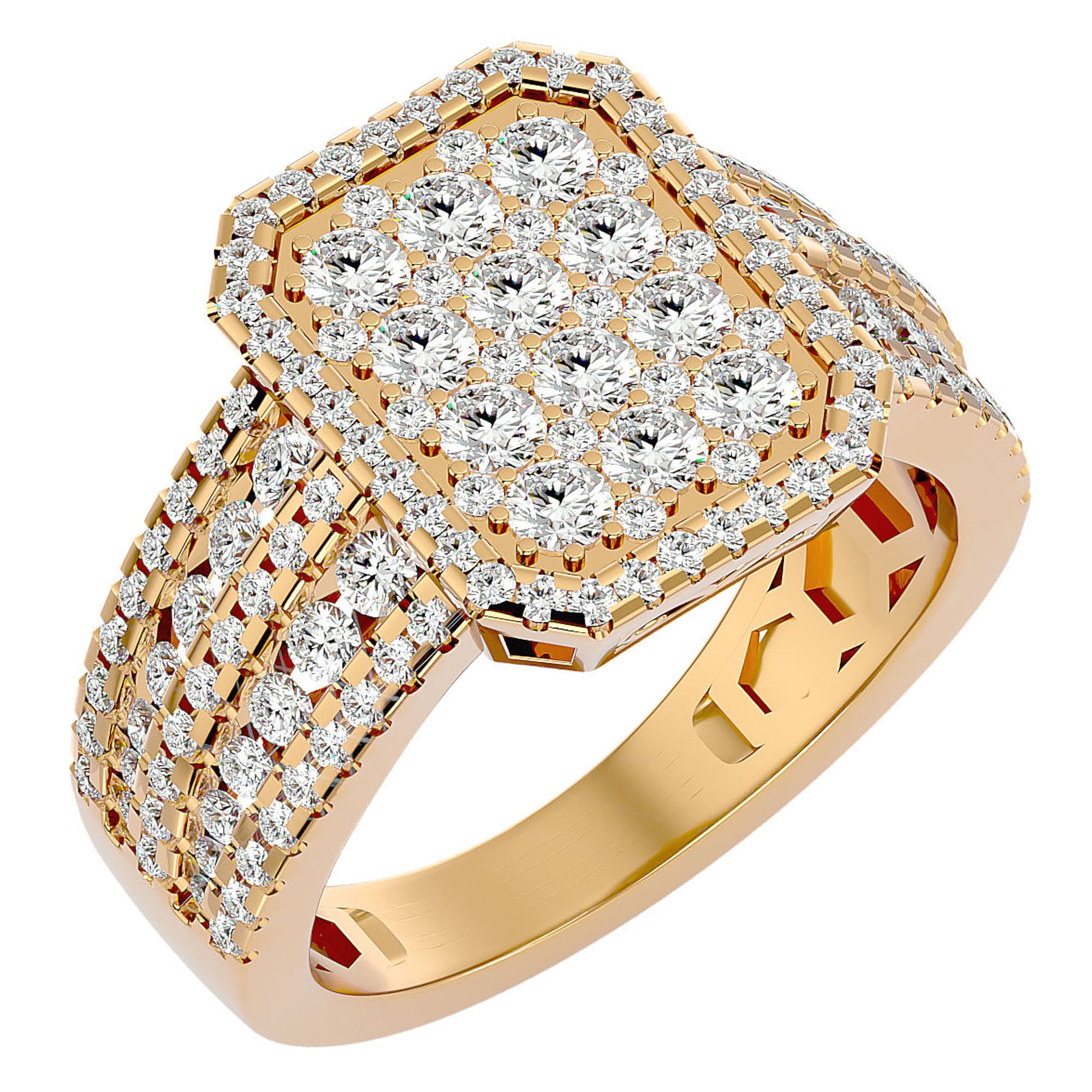 Inel Nobil din Aur 14k cu Diamante Naturale Pavé de 1.53 ct din 14k Aur Galben - Castelo.ro