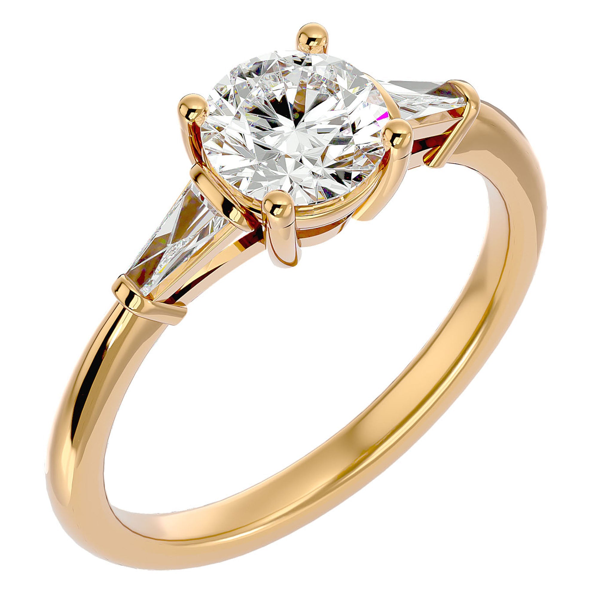 Inel de Logodnă cu Trei Moissanite de 1.22 ct din 18k Aur Galben - Castelo.ro