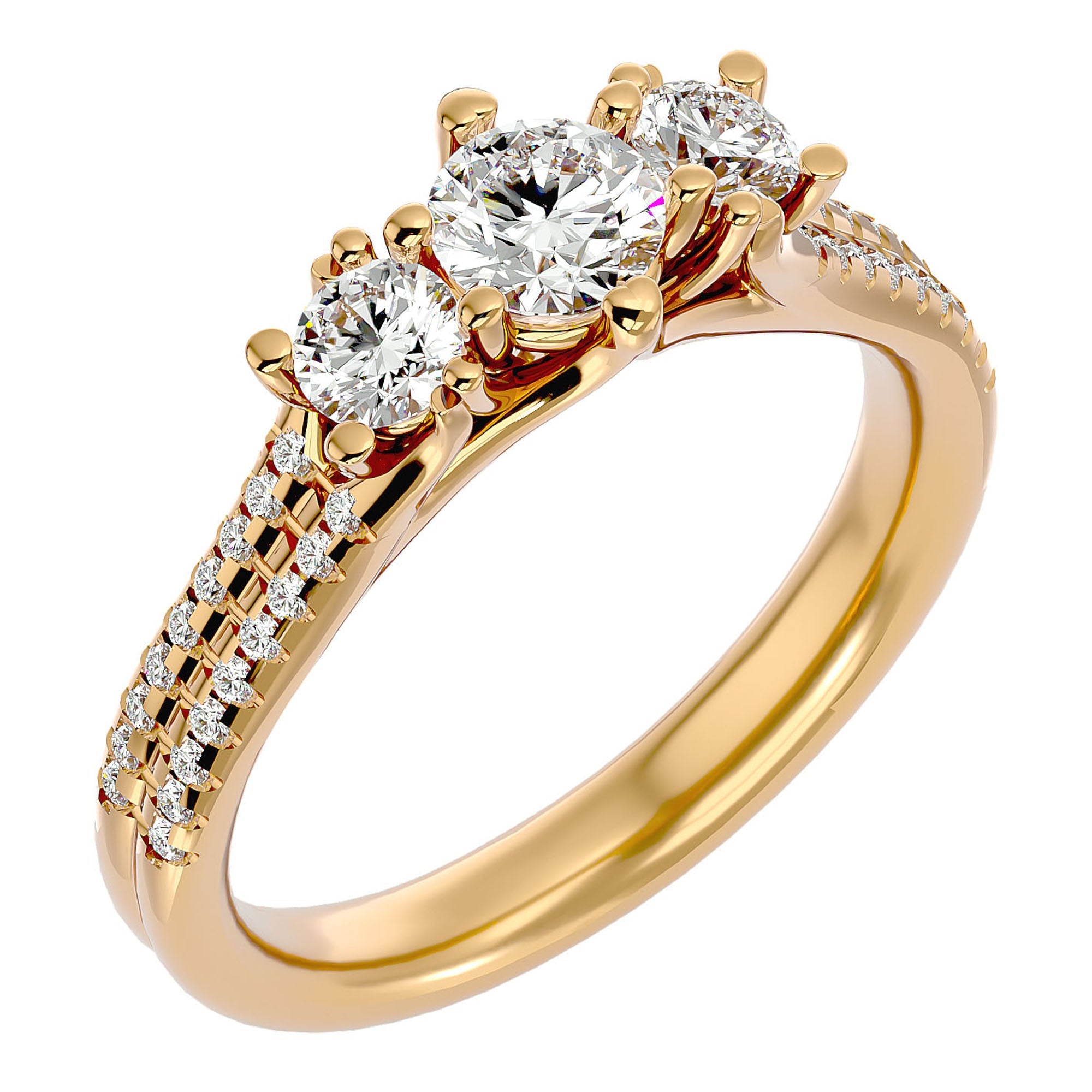 Inel de Logodnă Solitaire Pavè din Aur 14k cu Diamante Create în Laborator de 0.90 ct din 14k Aur Galben - Castelo.ro