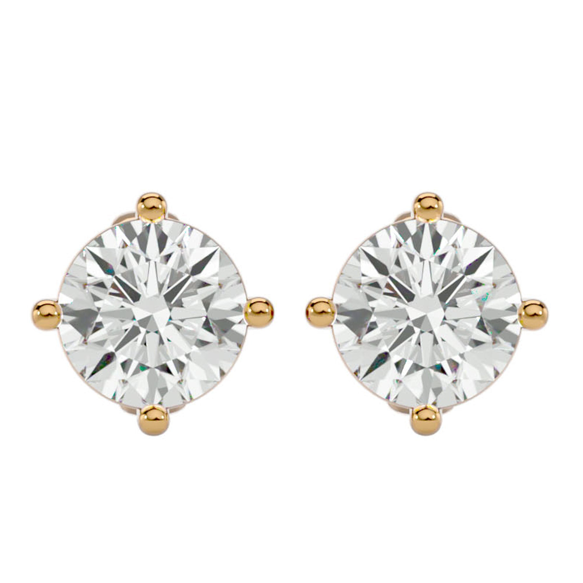 Cercei Stud din Aur 14k Cu Diamante Naturale Tăietură Rotundă Briliantă de 1.05 ct din 14k Aur Galben - Castelo.ro