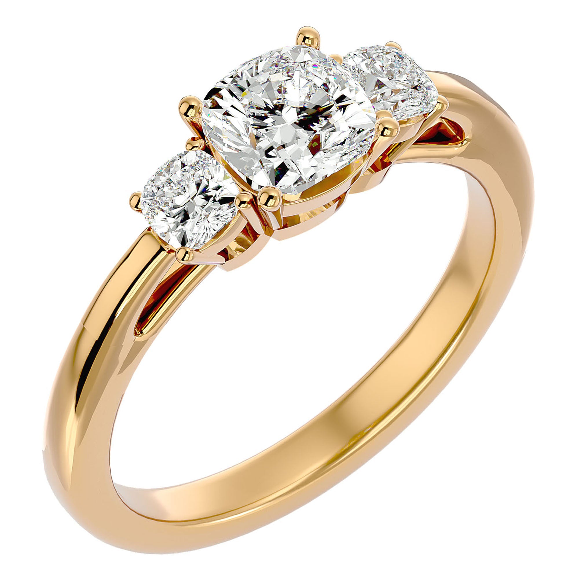 Inel de Logodnă Solitaire cu Trei Moissanite de 1.57 ct din 18k Aur Galben - Castelo.ro