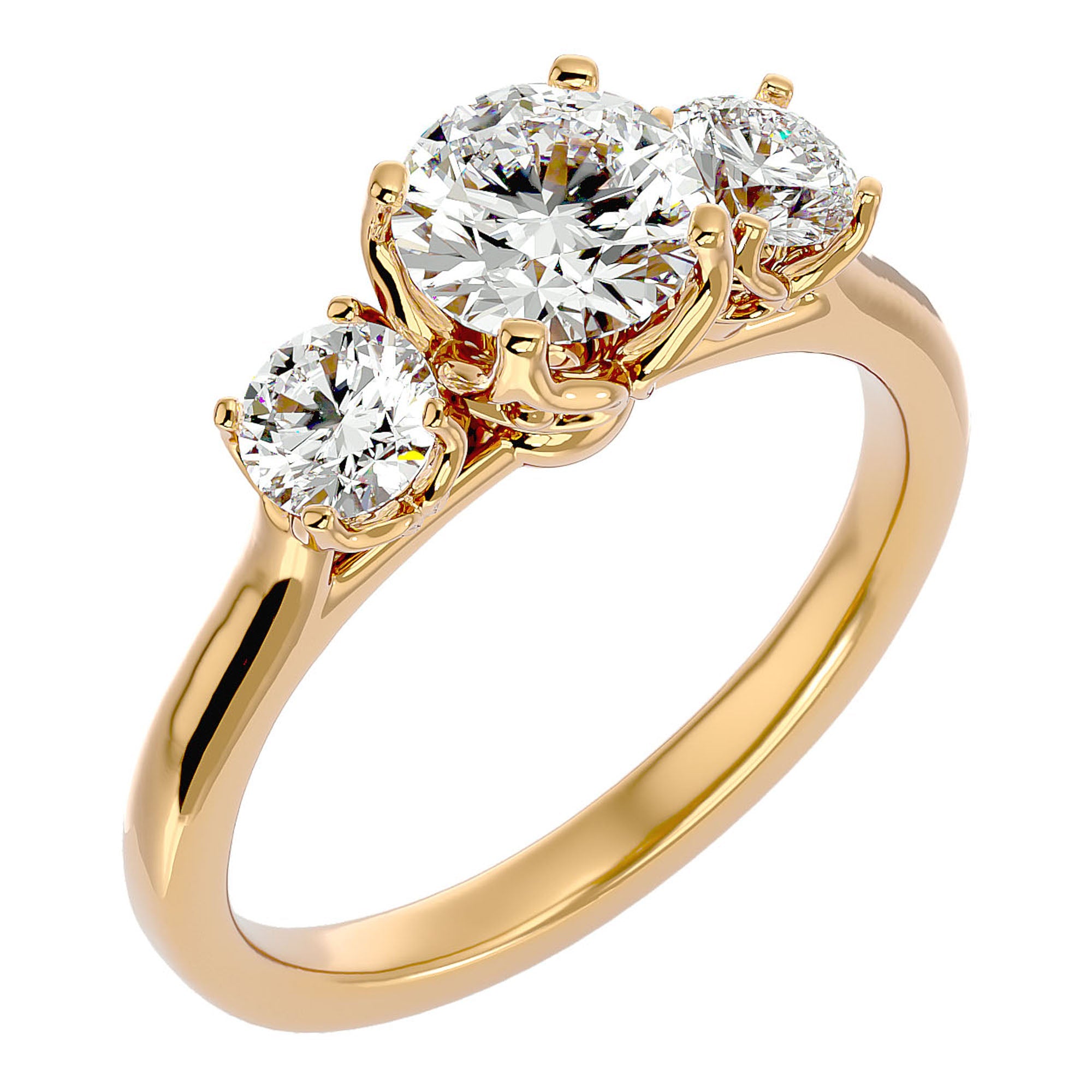 Inel de Logodnă Vivienne cu Trei Moissanite de 1.62 ct din 18k Aur Galben - Castelo.ro