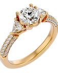 Inel de Logodnă din Aur 14k cu Trei Diamante Naturale Pavè de 1.63 ct din 14k Aur Galben - Castelo.ro