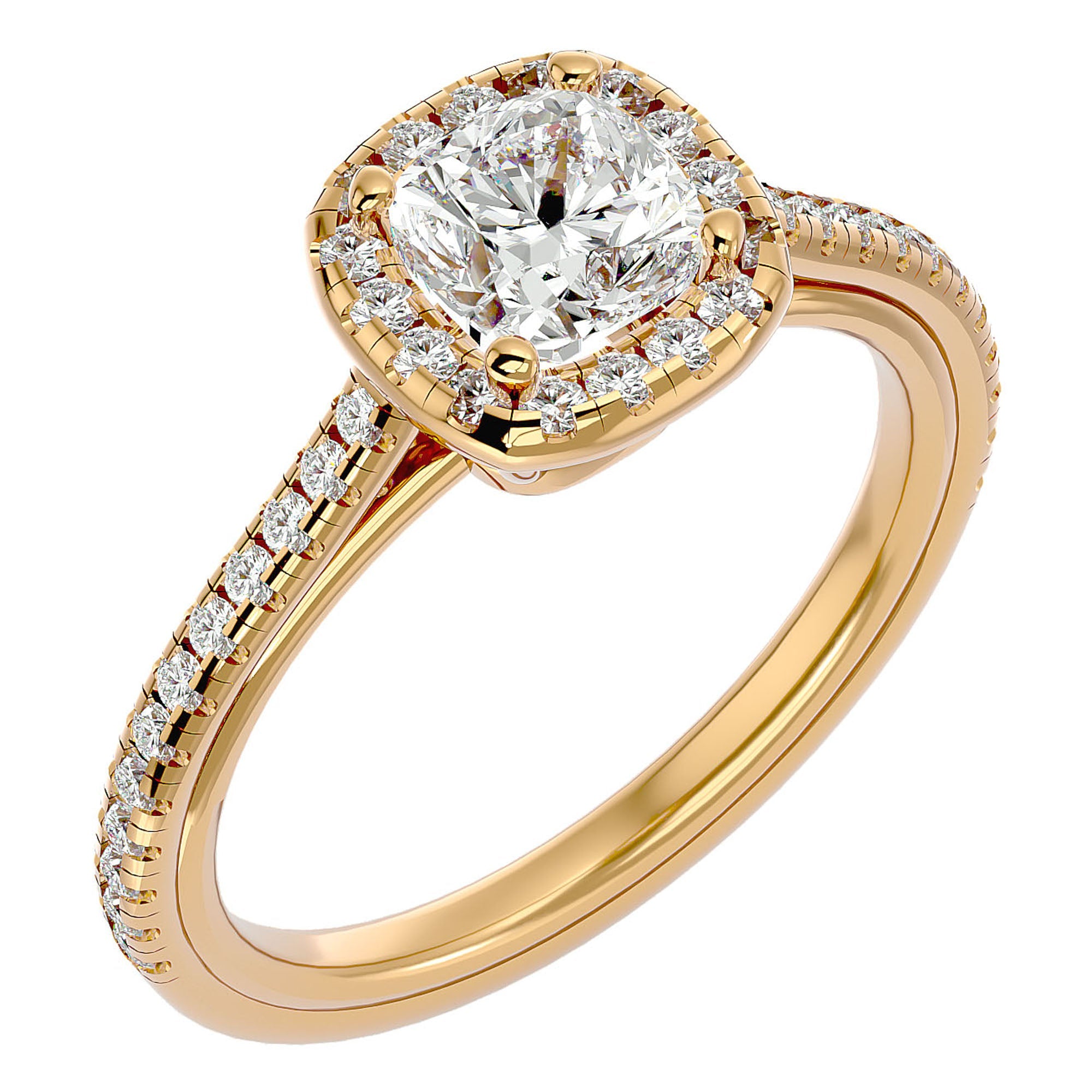 Inel de Logodnă Halo Pavé din Aur 14k cu Diamante Naturale de 1.79 ct din 14k Aur Galben - Castelo.ro