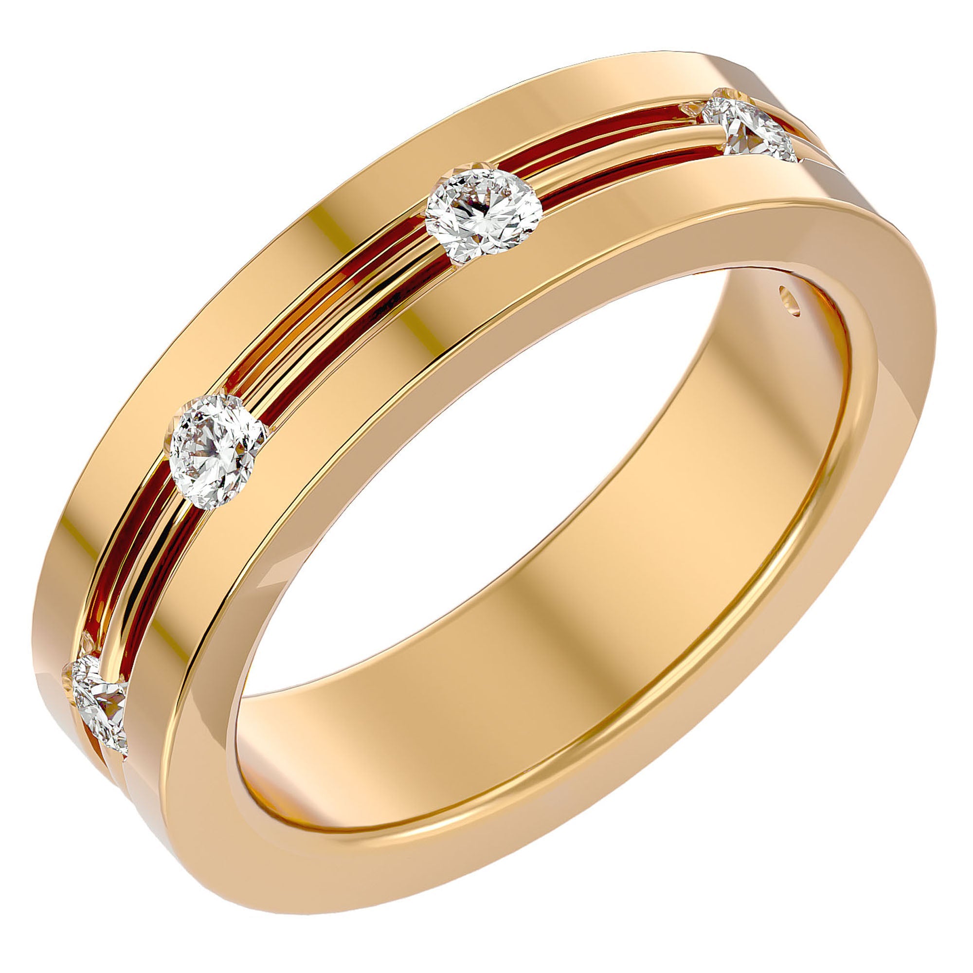 Verighetă din Aur 14k cu Bandă De Diamante Naturale de 0.56 ct din 14k Aur Galben - Castelo.ro
