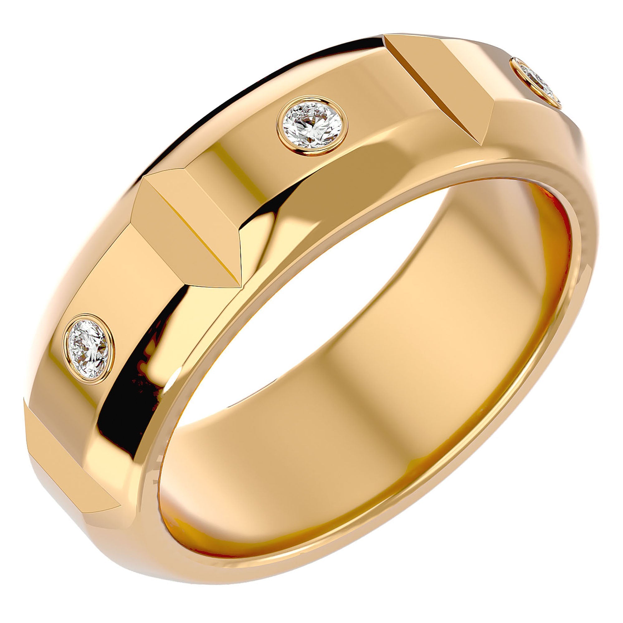Verighetă cu Bandă De Diamante Create în Laborator de 0.18 ct din 18k Aur Galben - Castelo.ro
