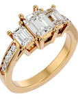 Inel de Logodnă Trei Moissanite de 2.46 ct din 18k Aur Galben - Castelo.ro