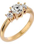 Inel de Logodnă din Aur 14k cu Trei Diamante Create în Laborator Pavè de 1.18 ct din 14k Aur Galben - Castelo.ro