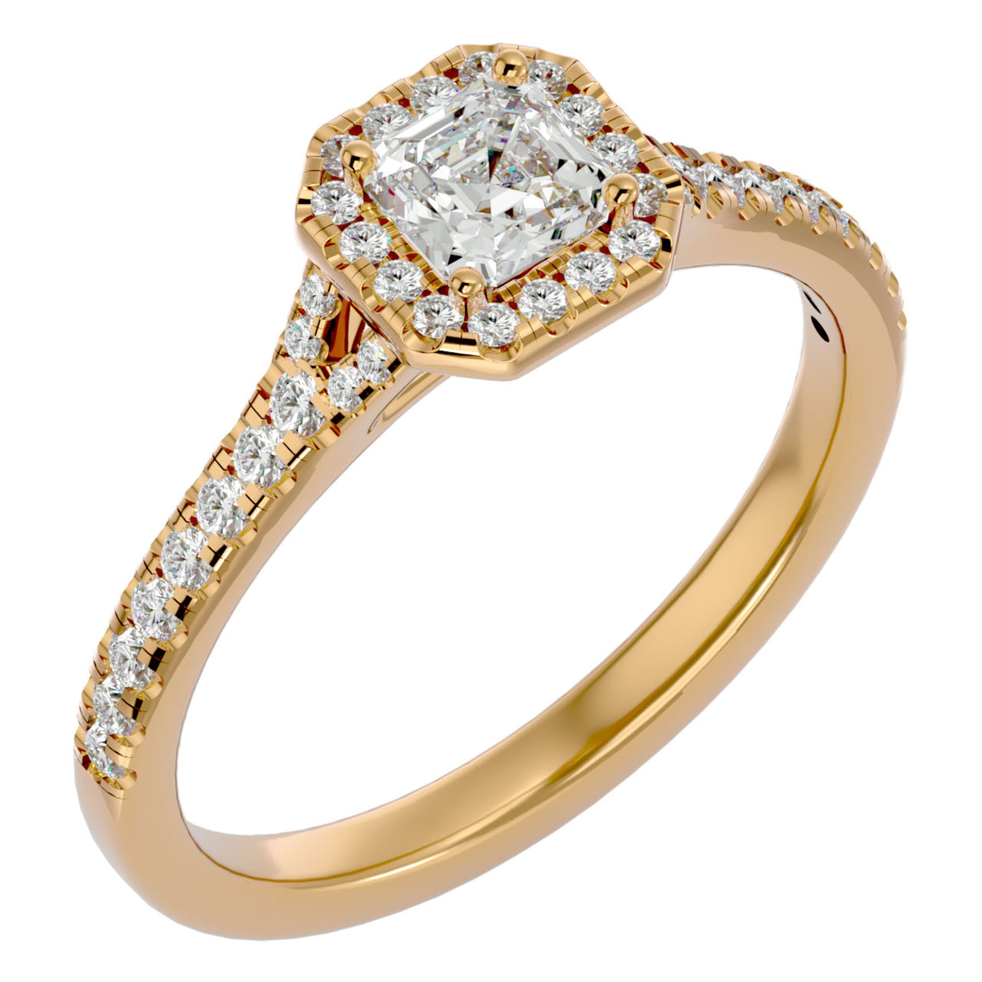 Inel de Logodnă Retro Pavé din Aur 14k cu Diamante Naturale de 0.46 ct din 14k Aur Galben - Castelo.ro