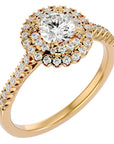 Inel de Logodnă din Aur 14k cu Diamante Create în Laborator Brilliant Duo Halo Pavé de 0.86 ct din 14k Aur Galben - Castelo.ro