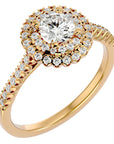 Inel de Logodnă cu Diamante Create în Laborator Brilliant Duo Halo Pavé de 0.86 ct din 18k Aur Galben - Castelo.ro