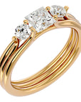Inel Triplu de Logodnă Cu Trei Diamante Naturale de 0.96 ct din 18k Aur Galben - Castelo.ro